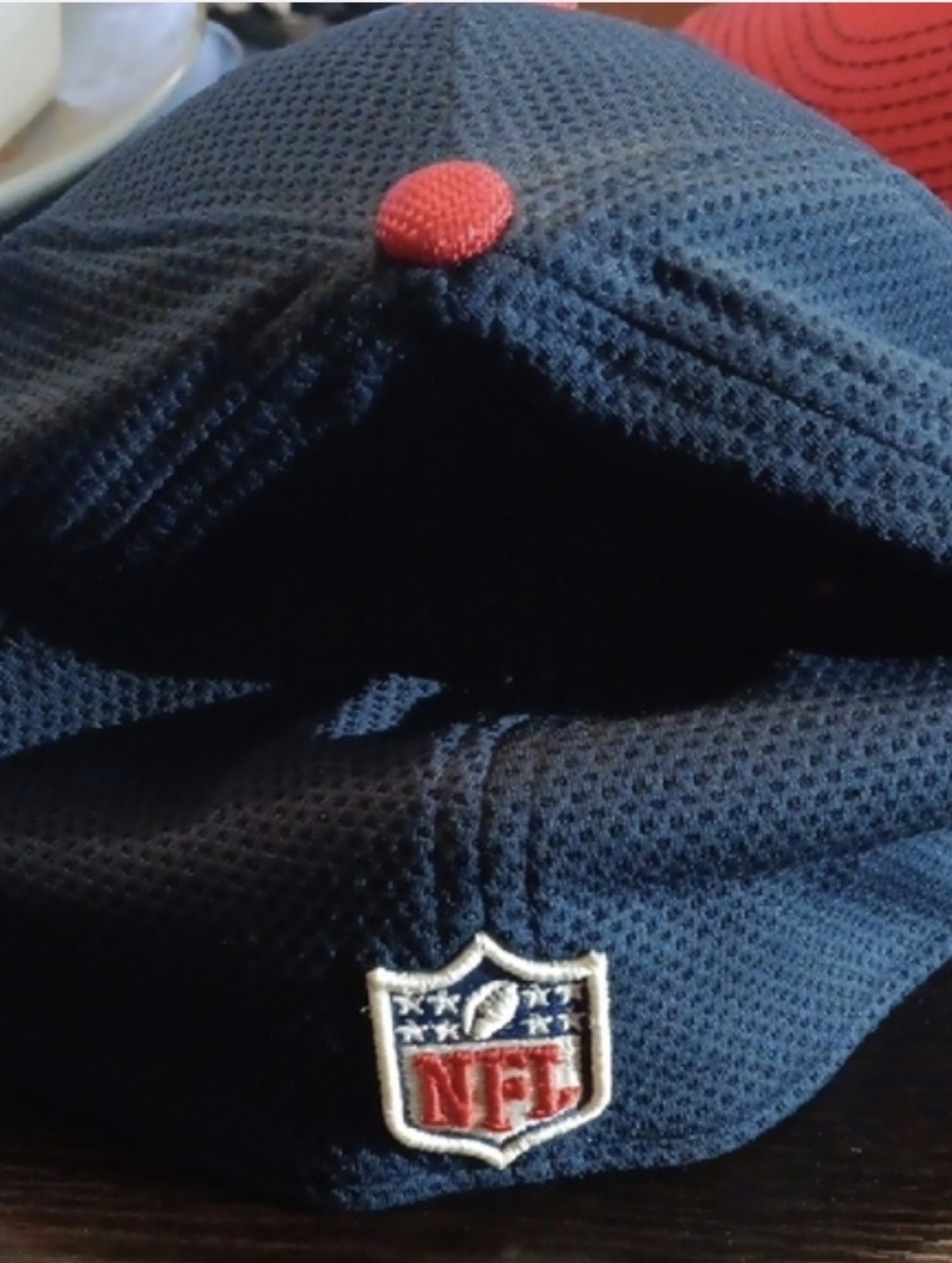 NE Patriots New Era Blue and Red Fitted Hat Size Medium - Picture 3 of 4